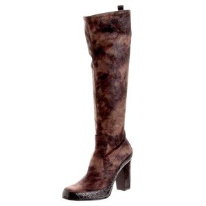 $395 Donald J. Pliner "Chenia" Stretch Knee High Boots Taupe/Expresso Size 8-1/2